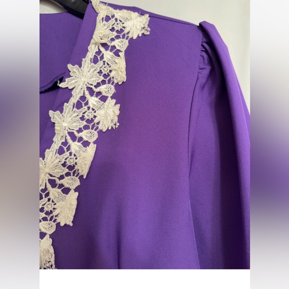 Vintage Ashley & Me Women’s Purple Lace neckline Button Up Dress Size 16 - Picture 10 of 15